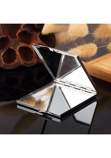 Flybuy El Yapımı Elmas Mini Ayna Taşınabilir Çift Taraflı Küçük Ayna, Yakut Kırmızı Renk Diğer