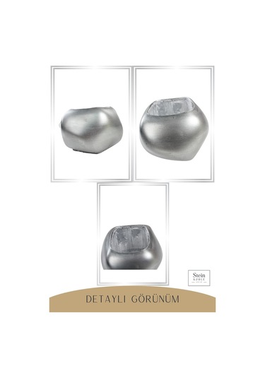 Çiçek Saksısı Dekoratif Kaktüs Saksı 1 Adet Spiral Oval Model - Gümüş Eskitme