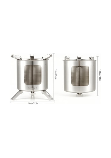 Shineyee 201 Paslanmaz Çelik Gönüllü Odun Ocağı - Kamp, Doğa Yürüyüşleri Ve Pikniklerde Isıtma/pişirme İçin Taşınabilir Alet Gümüş