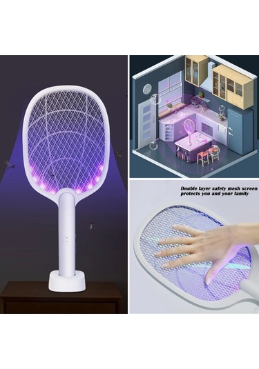 Şarjlı Sinek Öldürücü Masaüstü Standlı,mor Işık Sinek Kovucu Rake