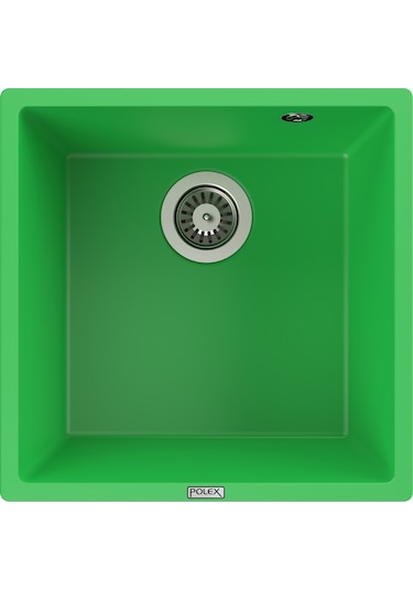 Polex Cristalüx Granit Evye P-X40 Yeşil Tezgah Altı Ve Tezgah Üstü Kare Mutfak Evyesi 53.8x44 CM