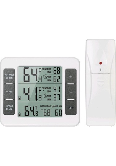Pazly Çift Ekranlı Alarmlı Kablosuz Buzdolabı Ve Derin Dondurucu Termometresi - Beyaz