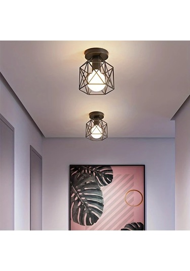 Dashanshop Modern Nordic Tavan Lambası 2 Adet Siyah E27 Avize Mutfak Koridor Fuar Siyah