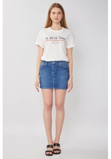 Kadın Jean Kısa Etek Açık Mavi 16S101-4