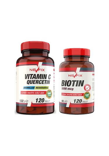Nevfix Vitamin C 1000 MG 120 Tablet Biotin 5000 Mcg 120 Tablet