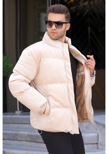 Madmext Taş Rengi Nubuk Erkek Şişme Mont 6802-taş Rengi Taş