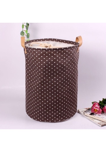 Yifomall Kahve Desenli Kumaş Çöp Çantası, Katlanabilir Ev Eşyaları Depolama Sepeti, Çamaşır Oyuncak Saklama Kutusu Diğer