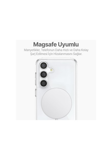 Samsung Galaxy Uyumlu S24 Kılıf Magsafe Özellikli Şeffaf Silikon Kapak