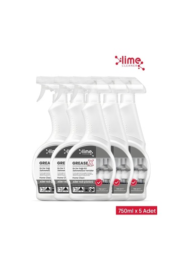 Greasex Süper Güçlü Yağ Çözücü Sprey Anında Etki Kolay Temizlik Hızlı ve Etkili Yağ Çözücü 5 x 750 ML