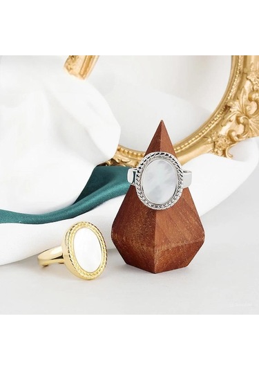 925ayar Gümüş Deniz Kabuğu Taşlı Ayarlanabilir Yüzük