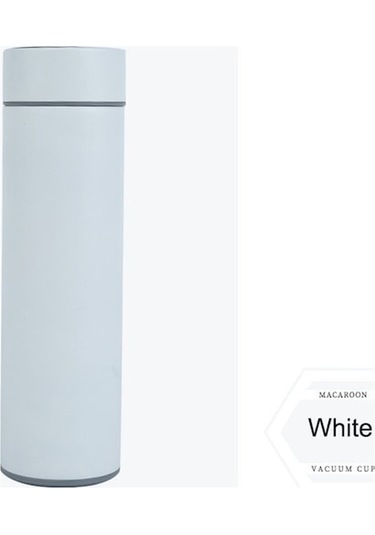 500ml Krem Beyaz Paslanmaz Çelik Akıllı Sıcaklık Gösterici Isı Saklama Bardağı - Günlük Kullanım İçin Konforlu Ve Sağlam