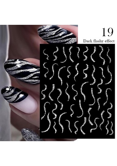 3d Reflektif Efekt Nail Art Sticker Model - 19 55881-19
