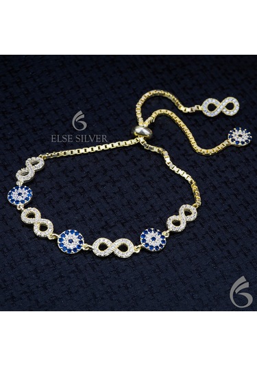 Nazarlı Sonsuzluklu Gümüş Kadın Bilekliği