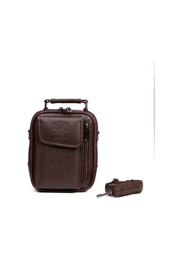Tuldar Erkek Kahverengi Deri Çelik Kasalı Kapaklı Omuz Ve El Çantası 15x19cm Tul293 Kahverengi