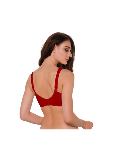 Pamuklu Mikro Penye Cepli Protez Sütyen Kırmızı Kırmızı