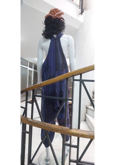 Hint Otantik Yıkamalı Taşlanmış Lacivert Şalvar Tulum Lacivert