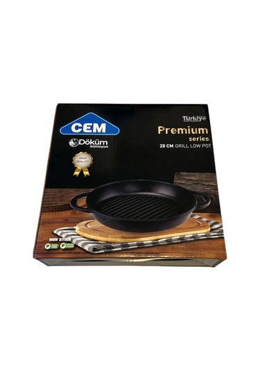 Cem Premium Alüminyum Döküm 28 Cm Izgara Tava Siyah