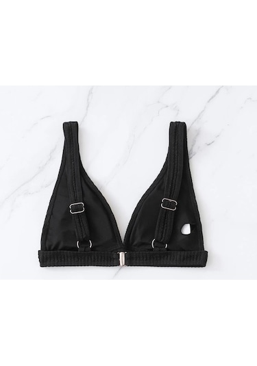 Angelsin Özel Kumaş Bikini Üstü Siyah
