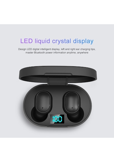 E6s Led Ekran Tws Kablosuz Bluetooth Kulaklık Pembe