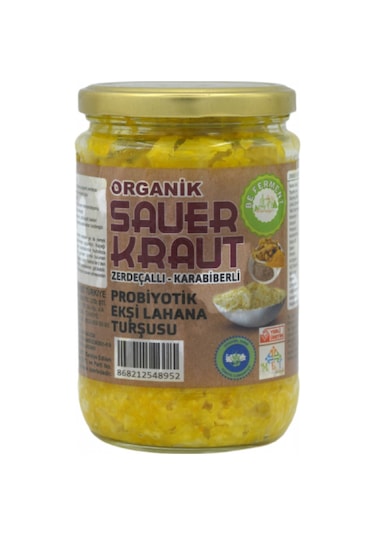 Beferment Organik Zerdeçallı Karabiberli Saurkraut Ekşi Lahana Turşusu 660 G
