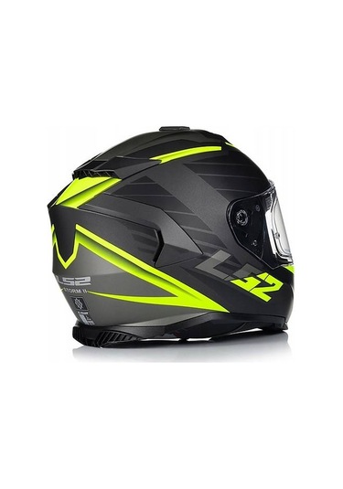Ls2 Storm 2 Nerve Neon Sarı Kapalı Motosiklet Kaskı Siyah - Neon