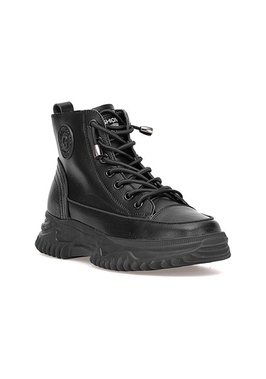 Guja 25k310-13 Kadın Hakiki Deri Sneaker Bot Siyah Siyah