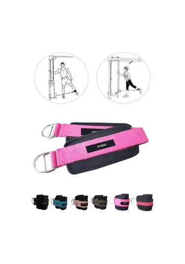 Spor Byfit Ayak Bilek Kayışı D-ring Fitness Ağırlık Çekiş Aparatı - Fuşya