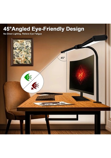 Honeybeeshop Esbseah Modern Led Masa Lambası Esnek Boyun Usb Göz Koruyucu 3 Renk Aydınlatma Siyah