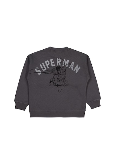 Superman Logo Baskılı 6-9 Yaş Sweatshirt Antrasit