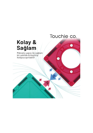 Touchie Co. Mıknatıslı Manyetik 72 Parça Yapı Blokları Seti