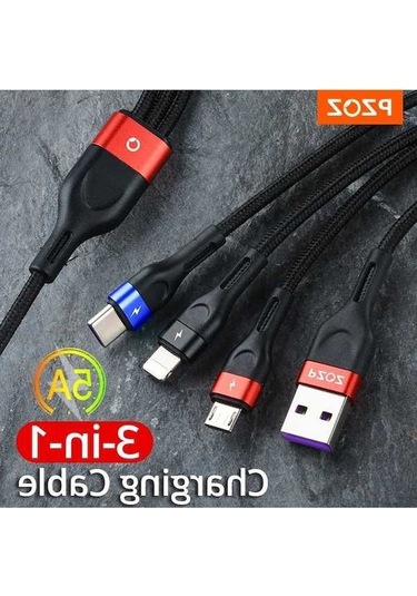 Prestigegoods Pzoz 3-in-1 Usb Kablosu 5a C Tipi - İphone 14/13/12 & Samsung Xiaomi Huawei Uyumlu Süper Hızlı Şarj Kordon Mikro Usb Şarj Cihazı