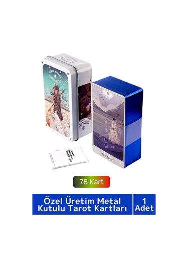 Özel Üretim Metal Kutulu Beyaz Numen Tarot Kartı 78 Adet
