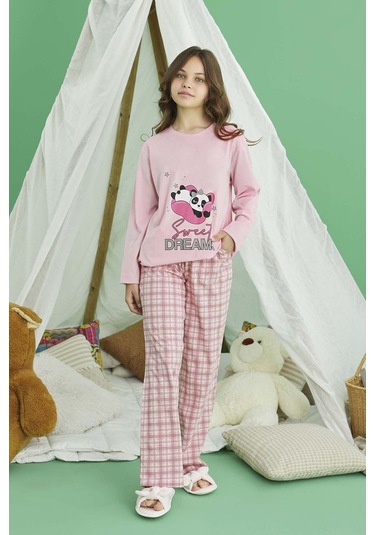Genç Kız Aydoğan Pamuklu Pijama Takımı 240770 Pudra01 Pudra01