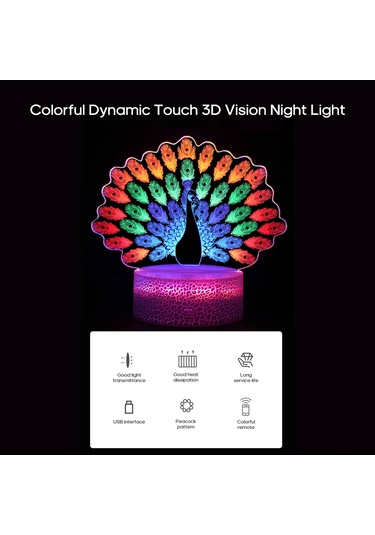 Yifomall 3d Dinamik Renkli Led Gece Lambası, Dokunmatik Ve Uzaktan Kumandalı, Usb/aa Pil Besleme, Abs Kırık Desenli, Yatak Odası Dekoratif Hediyelik Alet Lc-492 Beyaz