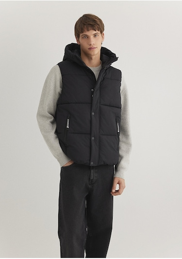 Mavi - Kapüşonlu Siyah Şişme Yelek 0110306-900