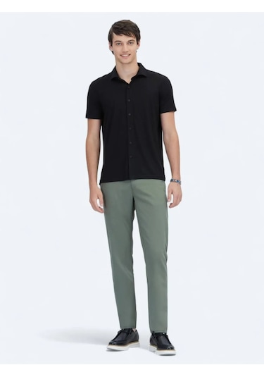 Kip Siyah Düz Regular Fit Casual Gömlek Siyah
