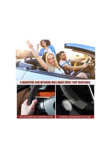 Yifomall Kabuk Deri Direksiyon Kılıfı, 37-38 Cm Evrensel, Karbon Fiber Stili, Gri Renk, Kaymazsız, Koruyucu, Konforlu, Araç İçi Dekorasyon Gri