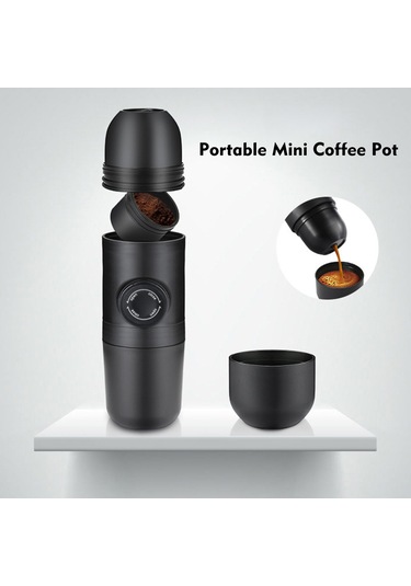 Leezsing Manuel Taşınabilir El Presli Kahve Makinesi Açık Hava Taşınabilir Mini Kahve Kupa Potu