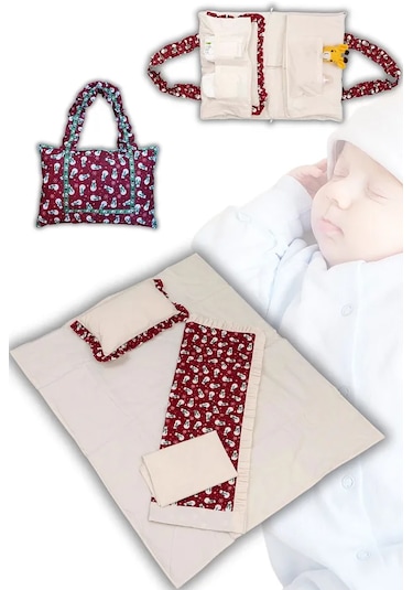 Anne Ve Bebek İçin Çok Amaçlı Seyahat Çantası Bordo