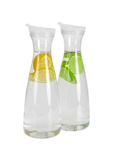 0.6l Vida Kapağı Açılabilir Plastik Buzlu Çay Demliği 2'li Set Şeffaf