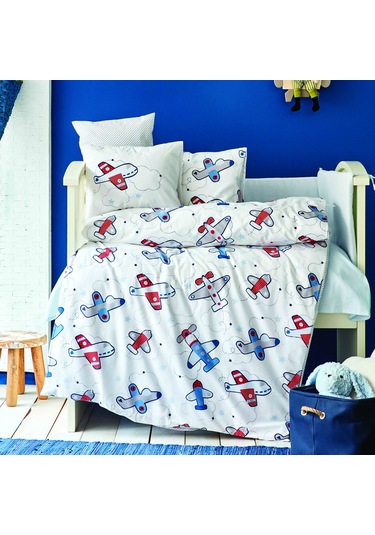 Airship Mavi Cotton Bebek Uyku Seti