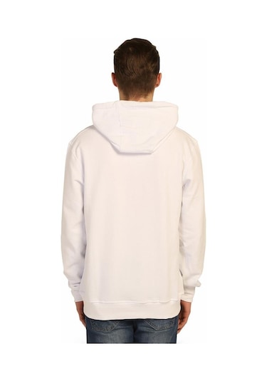 Bant Giyim - Barcode Beyaz Kapşonlu Erkek Sweatshirt Hoodie