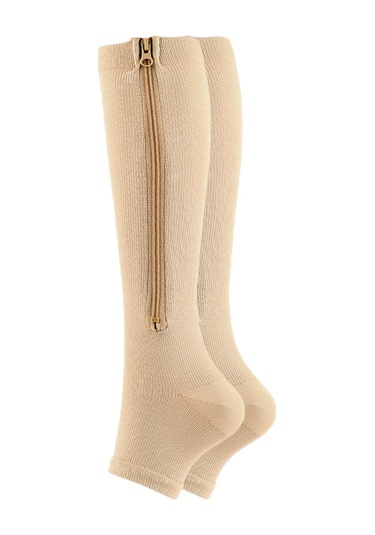 Folinda Spor Kompresyon Çorapları, Ayağın Ucu Açık, Yan Rıhtım, Ağrı Ve Şişlikten Kurtulma, Erkek/kadın, Bej, L/xl 33124 Bir Çifti Bej