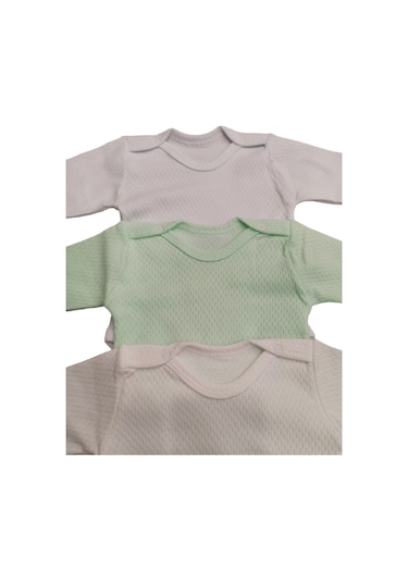 özdemirli bebe Uzun Kollu Çıtçıtlı Badi Bisiklet Yaka Body Hava Alır Kumaş Düz Renk Zıbın (4lü Paket) 0-48 Ay Arası