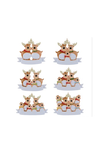 Reedark 2021 Noel Renkli Geyik Aile Pendant Dekor, Su Geçirmez Ve Solmaz Yüksek Kalite Reçine Malzeme
