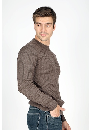 Smith Erkek O Yaka Triko Kazak Vizon-20034 Kahverengi