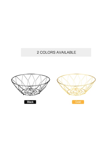 Yuntech01 Kahverengi Karbon Çelik Mutfak Meyve Sepeti - Ev Dekorasyonu, Atıştırmalık Depolama, Masaüstü Organizer Siyah