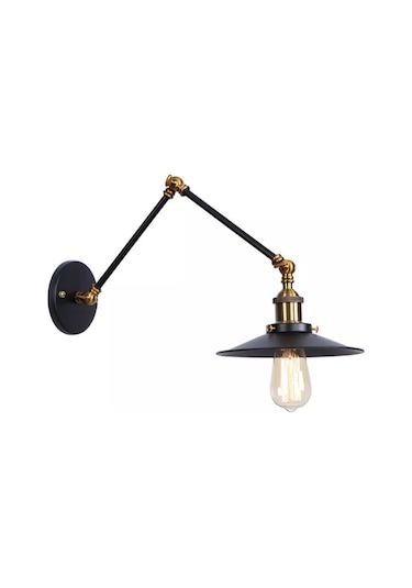 Mylights Retro Rustik Üç Mafsalı Akrobat Aplik Duvar Lambası Siyah