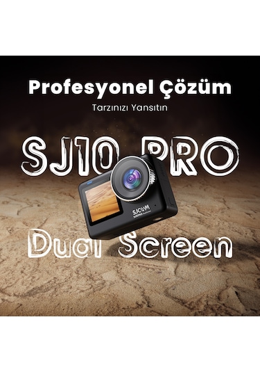 Sjcam SJ10 Pro Dual Screen 20MP 4K60 8X Dijital Zoom 154° 240FPS Kılıfsız 5M Dalış H.265 1300mAh Aksiyon Kamerası Siyah