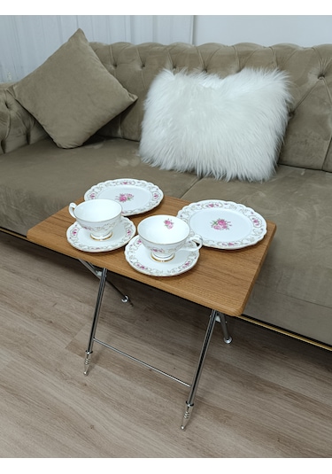Çanta Zigon Sehpa,4'lü Sehpa, Zigon Sehpası, Mdf Mebran - Bambu
